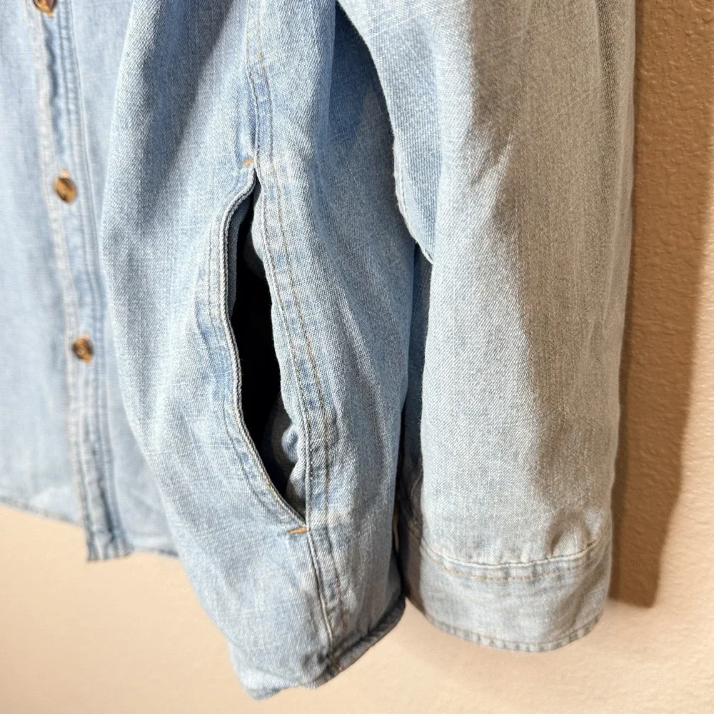VTG 90s Denim Shirt Jacket Flannel Lined Plaid Grunge Workwear Barn‎ Coat XL